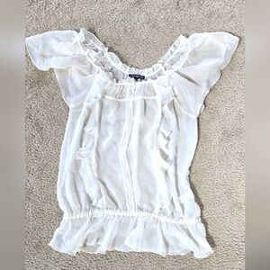 Express White Sheer Peasant Top Size Small
